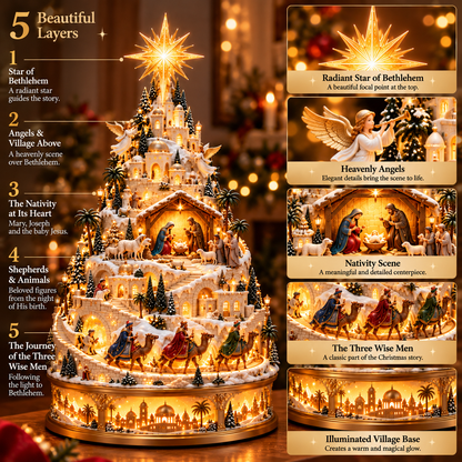 ✝️ Lighted Nativity Christmas Village – Bethlehem Scene with Warm LED Lights