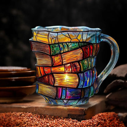 📚 Stacked Book Mug – Colorful Coffee Cup Gift for Book Lovers ☕