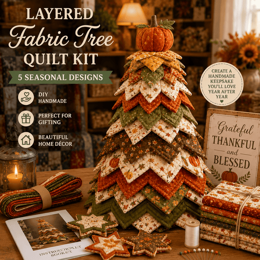 🔥LAST DAY 50% OFF - 🎄 Layered Fabric Tree Quilt Kit for DIY Seasonal Decor 🧵