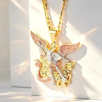 🎁2026 New Arrivals 50% OFF💥✨ Divine Protection Tri-Tone Angel Guardian Pendant Necklace 🕊️