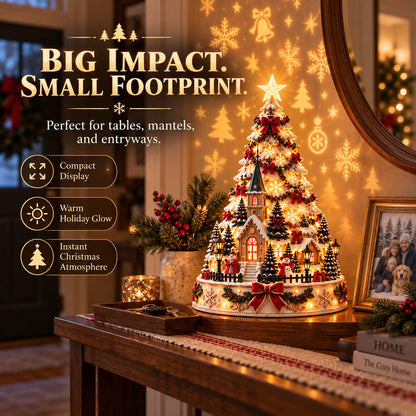 🏆 60,000+ Sold - 🎄Christmas Village Projection Centerpiece-Christmas Village Lightscape Tree