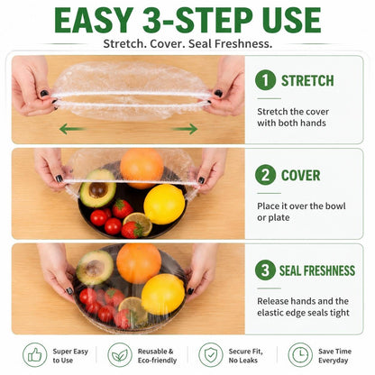 200Pcs Elastic Bowl Covers for Food Storage & Bread Proofing