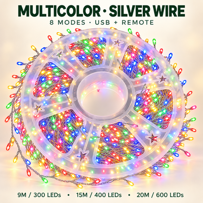 ✨ USB-Powered LED Cluster Christmas Lights 🎄 8 Modes, Remote Control & Multicolor or Warm White