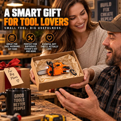 Mini Chainsaw Keychain Multi-Tool – Rechargeable LED Flashlight & Retractable Utility Cutter