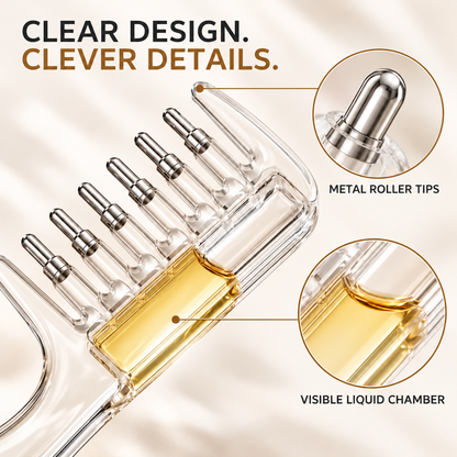 💧 2-in-1 Scalp Serum Applicator Comb – Refillable Root Applicator with Roller Massage