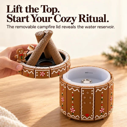 🎄 Gingerbread Campfire Aroma Diffuser - Cozy Flame Mist Christmas Decor 🍪