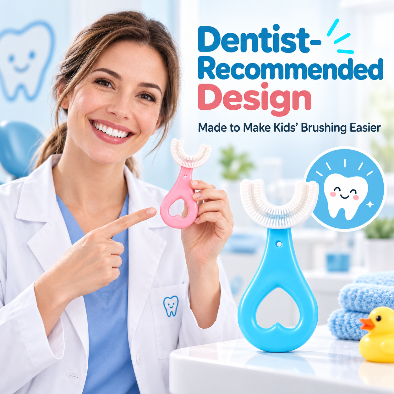 🦷 Kids 360° U-Shaped Oral Care Toothbrush – Gentle Silicone Training Brush ✨