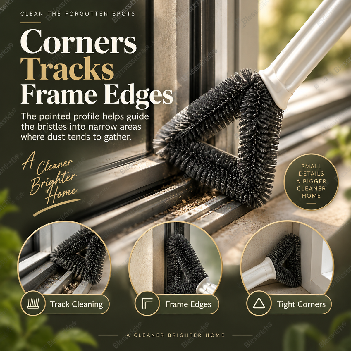 🧹 Triangle Window Screen Cleaning Brush - Corner & Track Duster 🪟