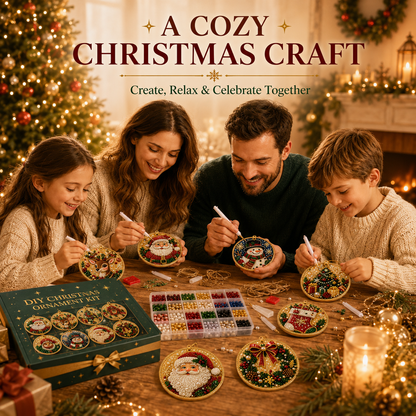 🎄 6-Piece Christmas Diamond Art Wooden Ornament Kit – DIY Pearl & Rhinestone Crafts ✨