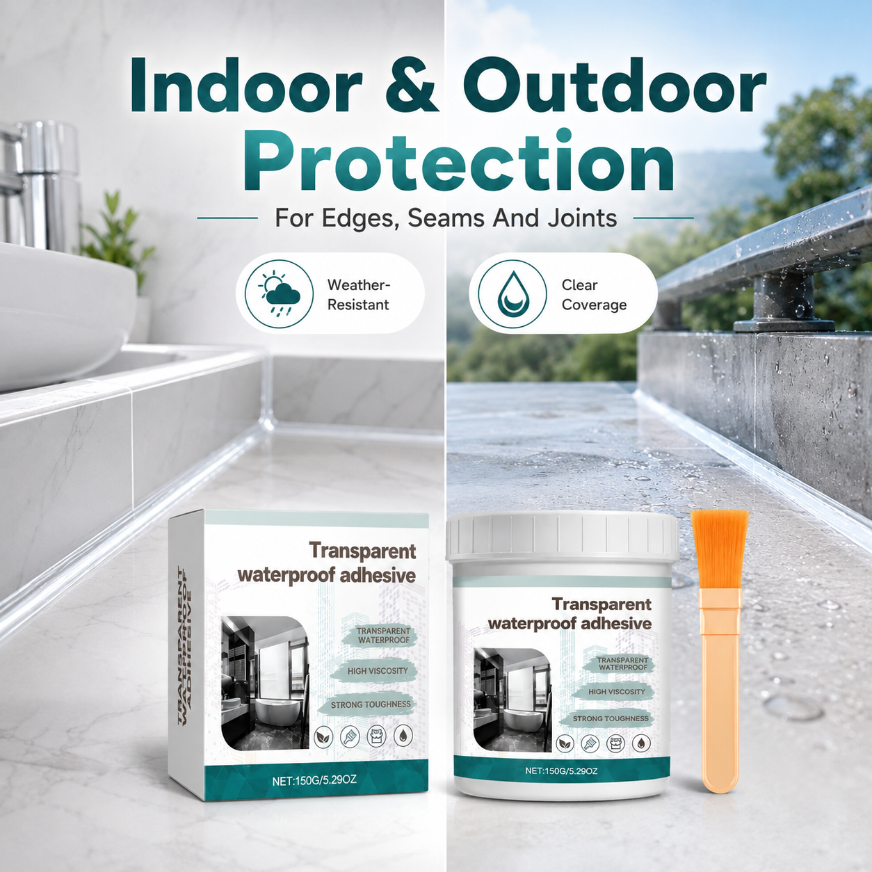 💧 Clear Transparent Waterproof Coating & Brush Sealant Kit 🖌️