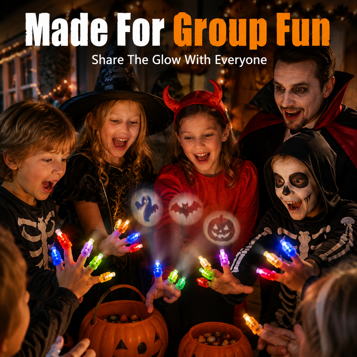 🎃 36-Piece Halloween LED Finger Projection Lights Set for Party Favors 👻