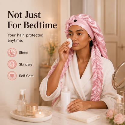 👑 Extra-Long Satin Sleep Bonnet for Braids, Locs & Long Curls – Anti-Frizz Cap ✨