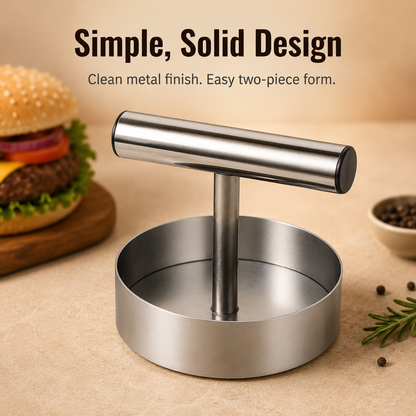 🍔 Stainless Steel Burger Patty Press Set – 85mm T-Handle Meat Mold Maker 🔥
