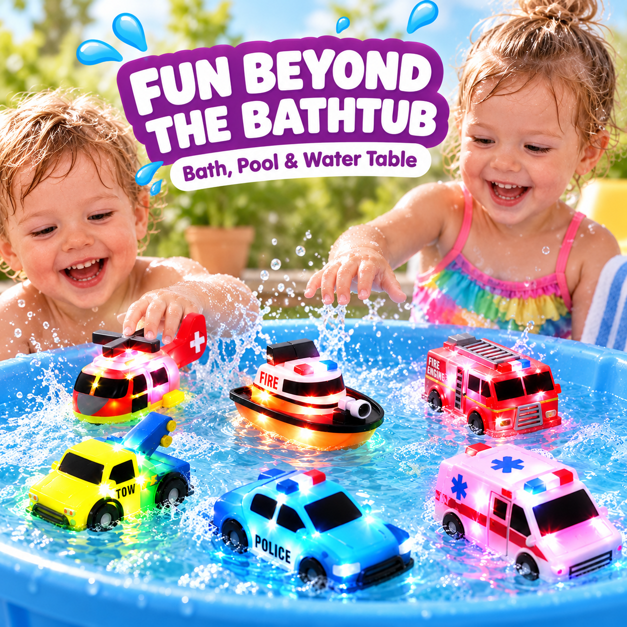 🛁 Water-Activated Light-Up Floating Bath Toys (6 PCS) – Mold-Free Sensory Tub Toys ✨