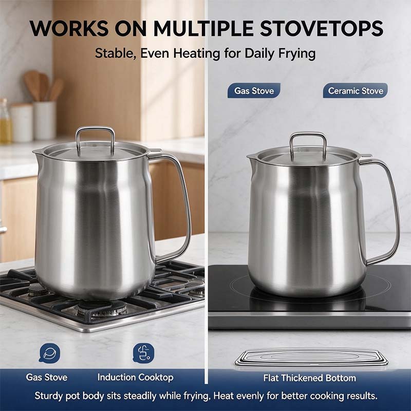 304 Stainless Steel Deep Fryer Pot Set - Durable, Compact Household Kitchen Supplies 🥘