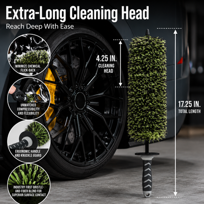 🚗 DeepReach™ Wheel Barrel Cleaning Brush – 17"+ Flexible Low-Splash Detail Brush