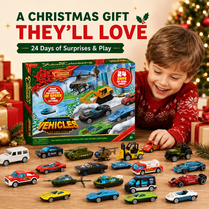 🚗 24-Day Christmas Vehicle Advent Calendar with Fold-Out Play Scene 🚁