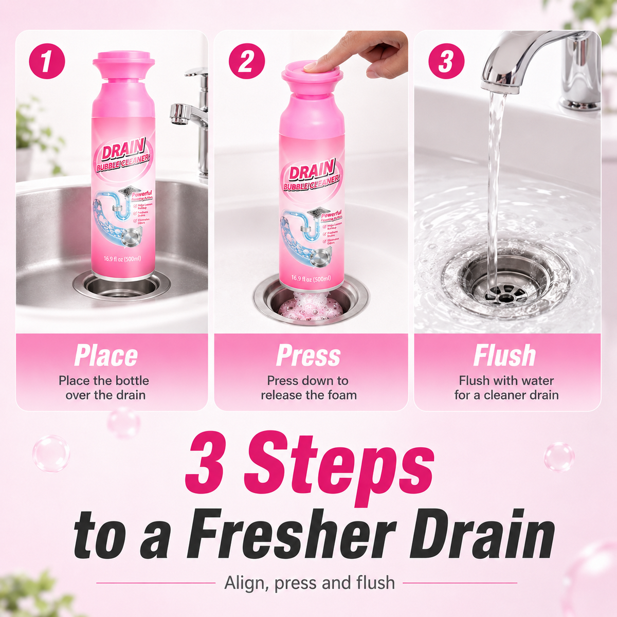 ⚡️ [BUY 1 GET 1 FREE] 🫧 Foaming Pipe Cleaner & Drain Deodorizer – 360° Expanding Sink Foam ✨