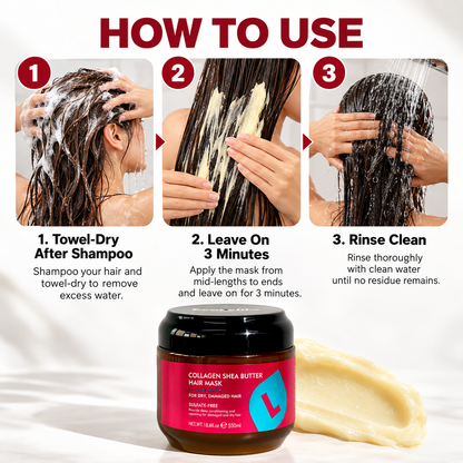 🔥 Collagen Shea Butter Deep Moisture Hair Mask – Smooth, Soften & Revive Dry, Frizzy Hair