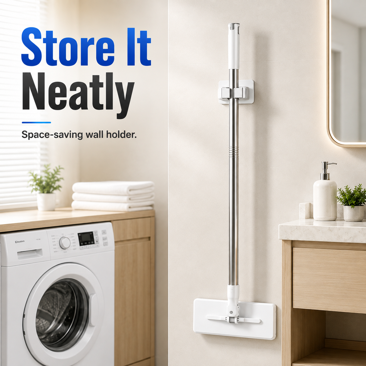 🔥 50% OFF Limited Deal 🧼 One-Touch Squeeze Flat Mop | 2-Level Water Control for Faster Cleaning