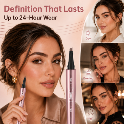 👁️ 4-Tip Micro-Fork Waterproof Eyebrow Pen ✍️