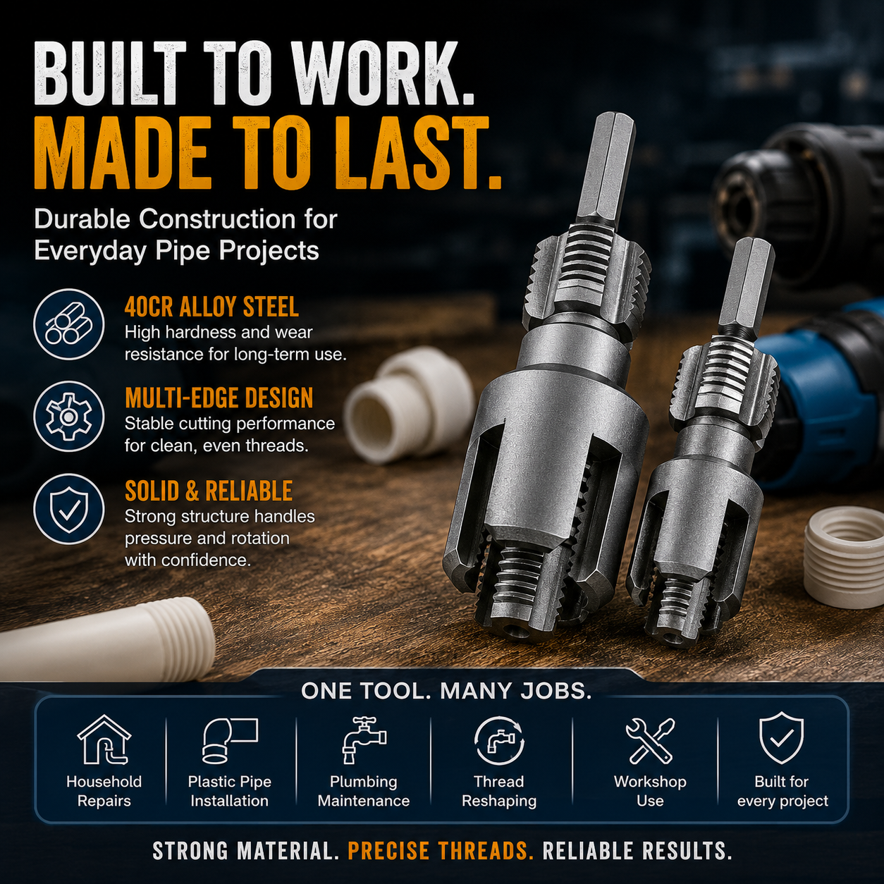 🛠️ Drill Powered Pipe Thread Cutting Tool Bit for Internal External Threads ⚡