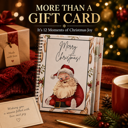 🎄 Spiral-Bound Christmas Gift Card Book with 12 Themed Pages 🎁