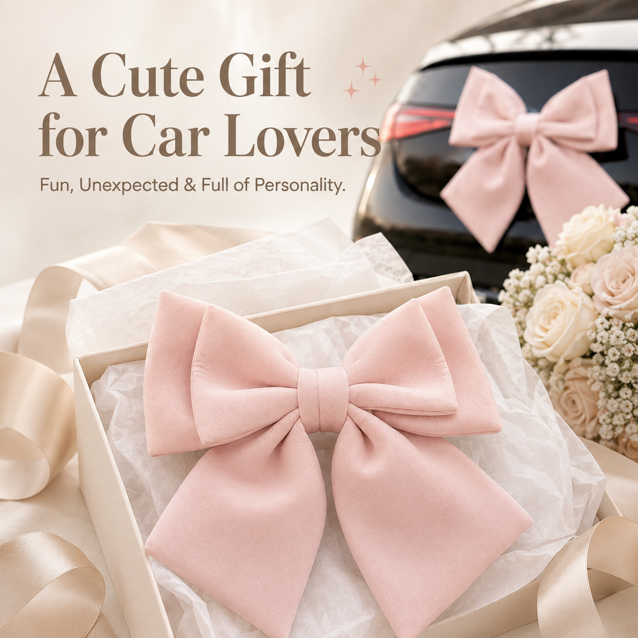 🎀 3D Oversized Pink Bow Car Exterior Decoration Sticker 🚗