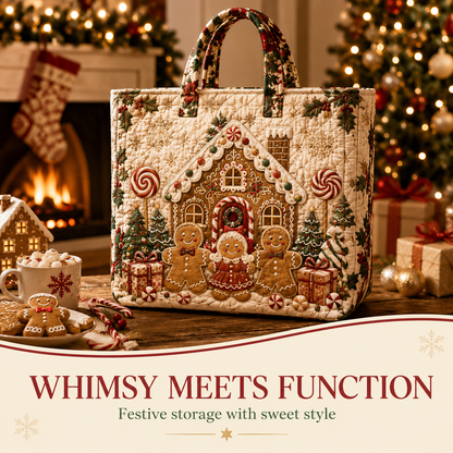 ⚡ LIMITED TIME: 50% OFF 🎄 Quilted Christmas Shoulder Tote Bag – Festive Holiday Shopping Bag 🎁