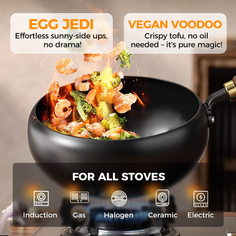 🍳 Uncoated Cast Iron Wok – Deep Iron Cooking Pan