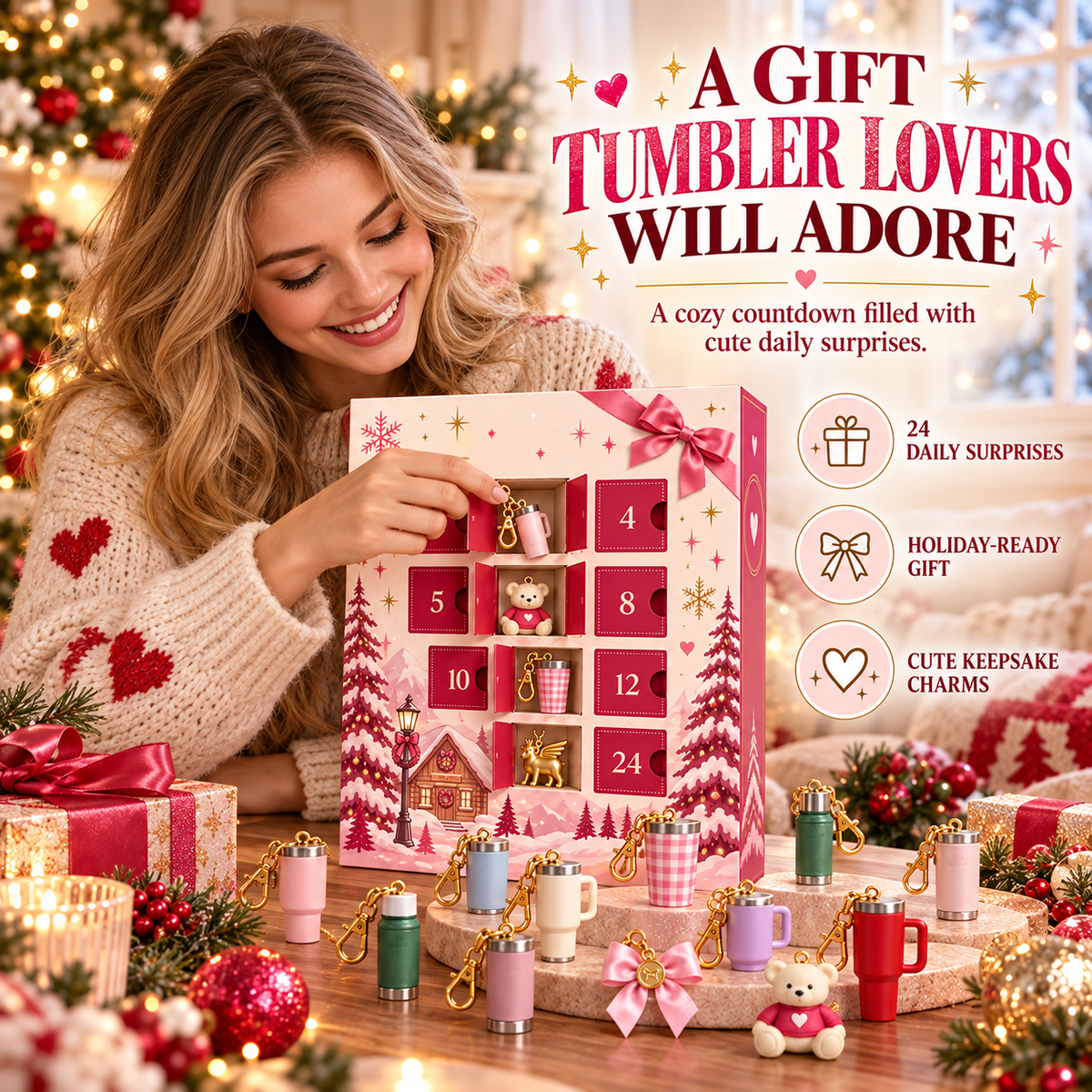 🎄 24-Day Tumbler Charm Advent Calendar – Daily Mini Surprises 🎁
