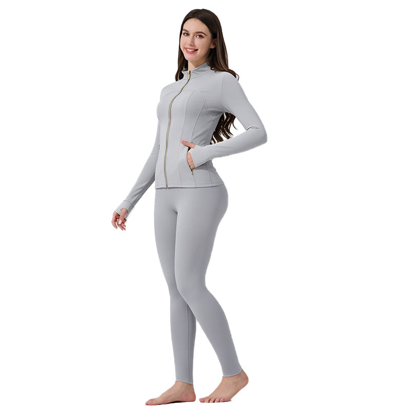 ✨ Sculpt-Seamless 2-Piece Athletic Performance Jacket & High-Waist Leggings Active Set 🏃‍♀️