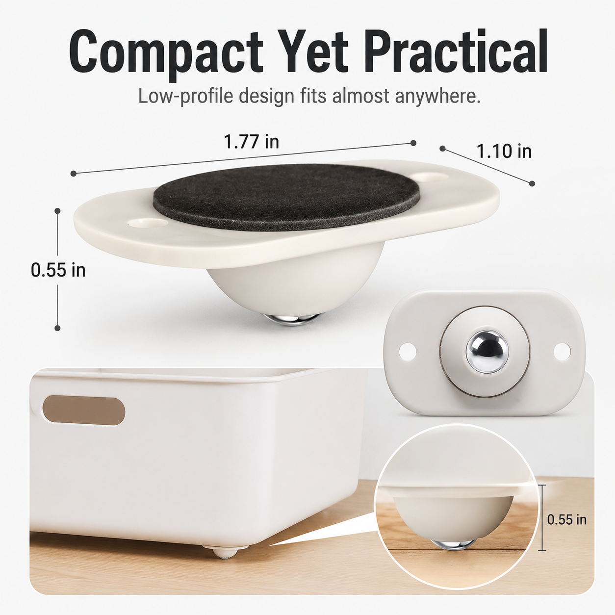 ✨ 360° Stick-On Caster Wheels – Move Boxes, Bins & Small Furniture Effortlessly