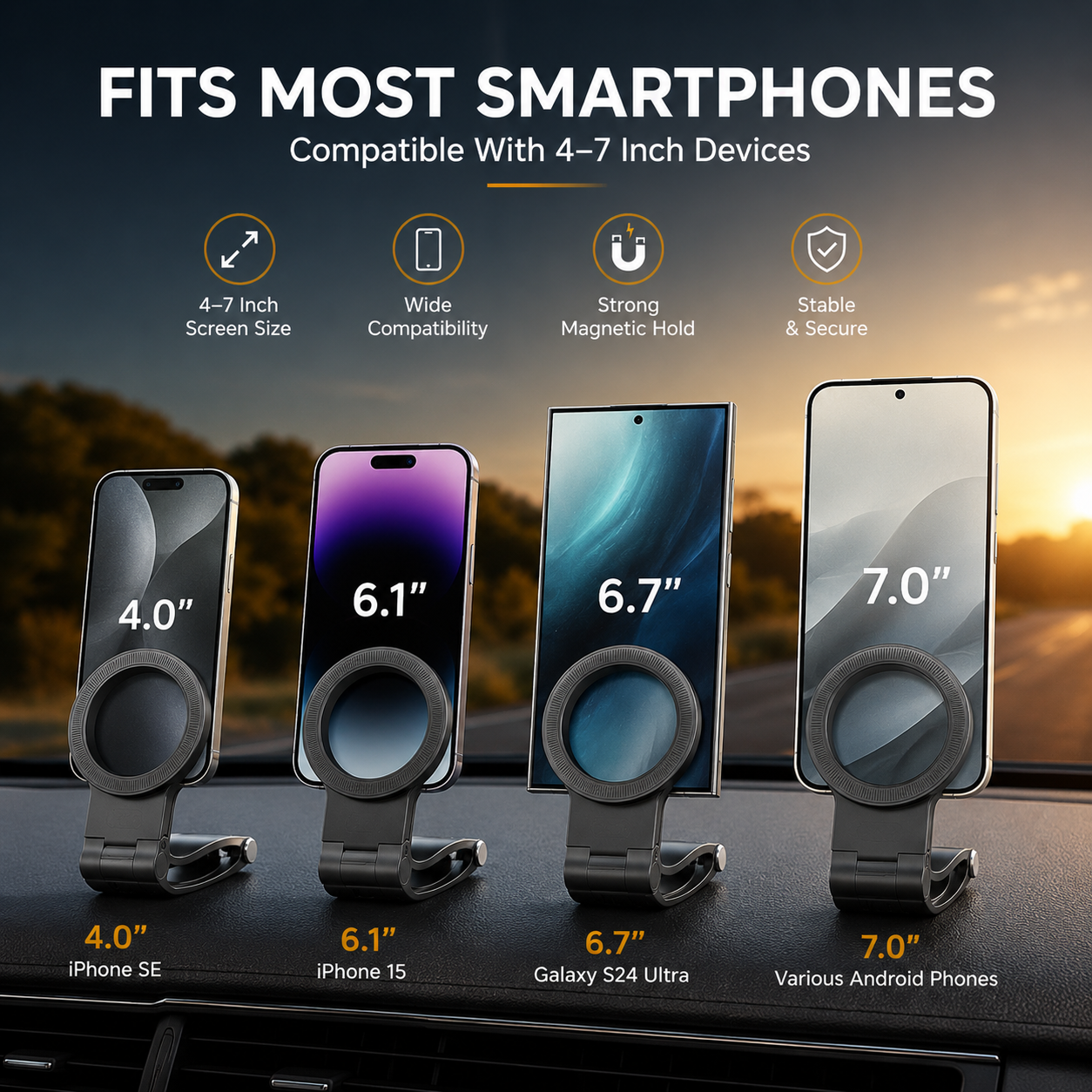 🚗 Foldable Magnetic Dashboard & Sun Visor Car Phone Mount Holder 📱