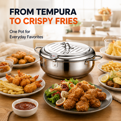 🔥🍗 304 Stainless Steel Stovetop Deep Fryer Pot – With Thermometer 🍟