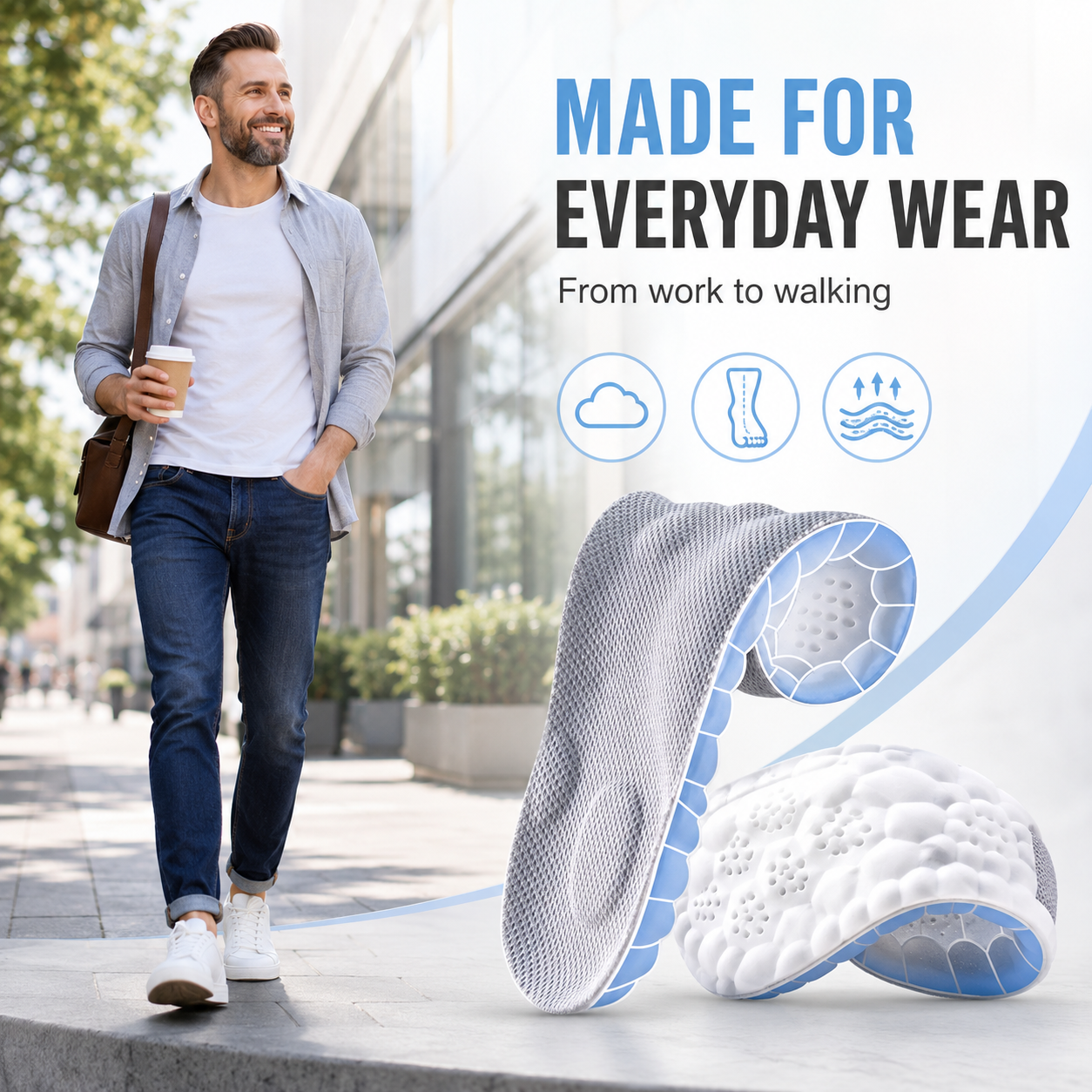 ☁️ 4D Cloud Technology Ultra Comfort Insoles