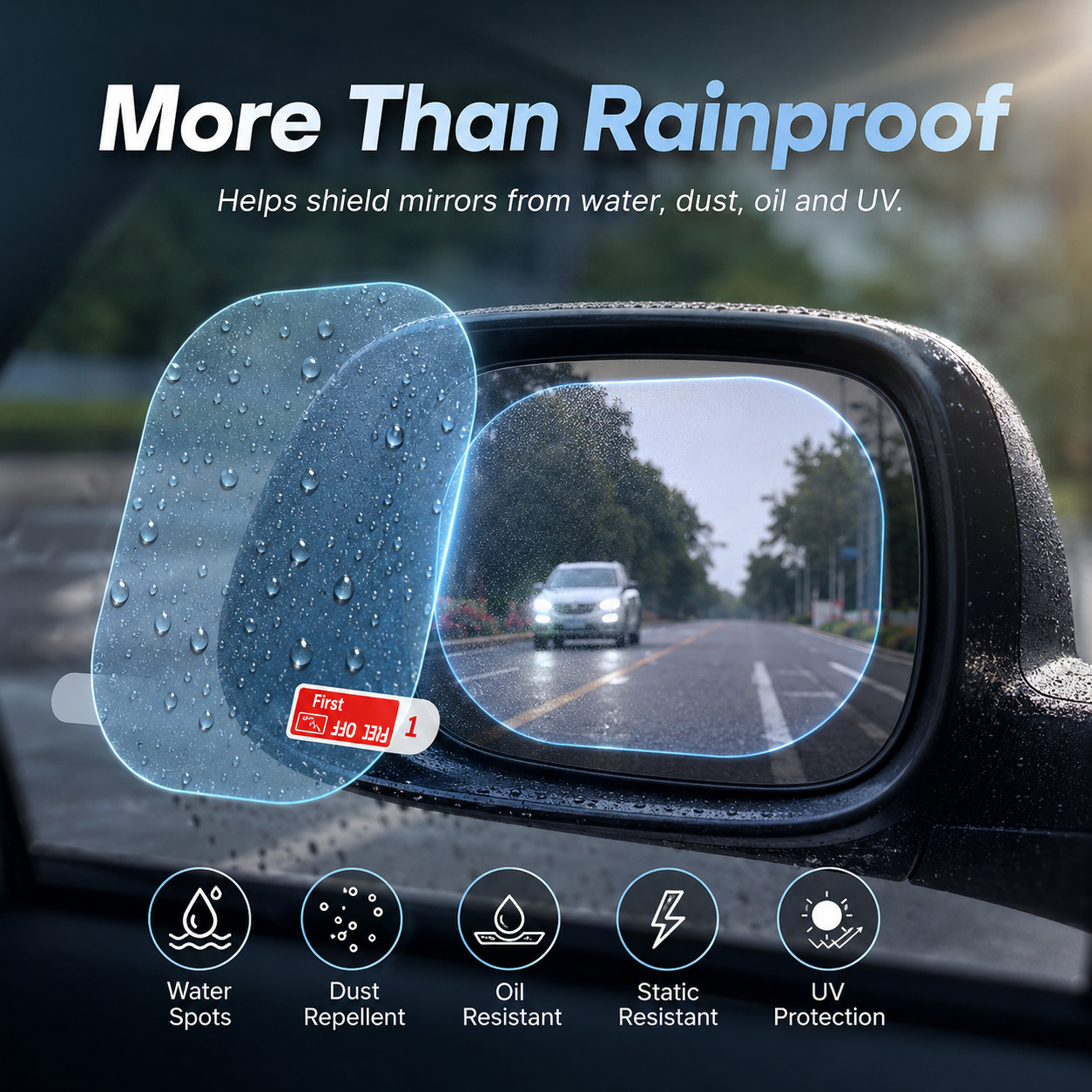 💧 Clear View Mirror Film – Rainproof & Anti-Fog