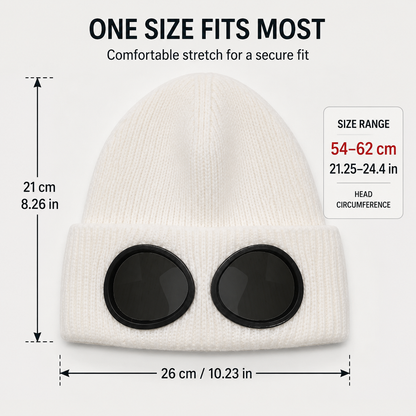 🕶️ Knitted Goggle Beanie Hat with Integrated Dark Lenses Winter Warm Cap ❄️