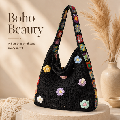 🌸 Retro Floral Patchwork Crossbody Bag – Lightweight Boho Tote for Everyday Style