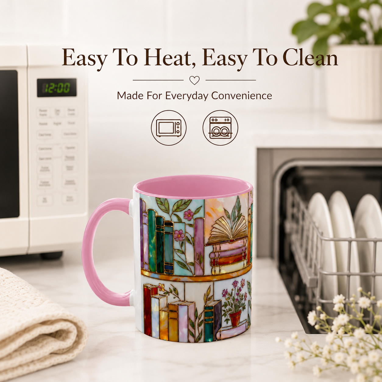 🎁 Cozy Ceramic Coffee Mug 🌸 | Perfect Gift for Coffee & Book Lovers