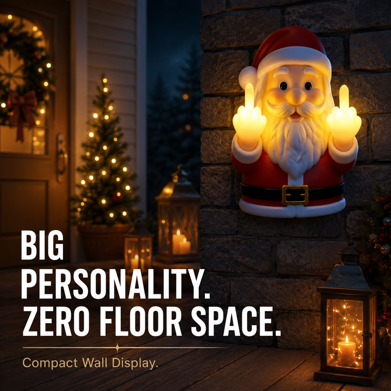 🎅 Cheeky Lighted Santa Wall Decor – Funny Holiday Humor 💡
