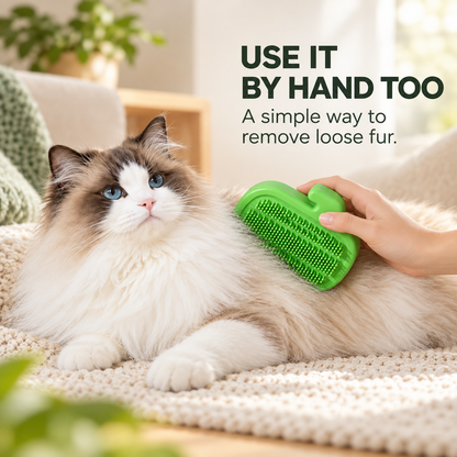 🐾 3-in-1 Cat Self-Grooming Corner Brush with Catnip Ball & Feather Teaser 🌿