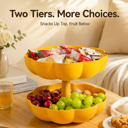 🎃 Pumpkin Shaped Two Tier Divided Snack Box Fruit Candy Storage Organizer 🍱