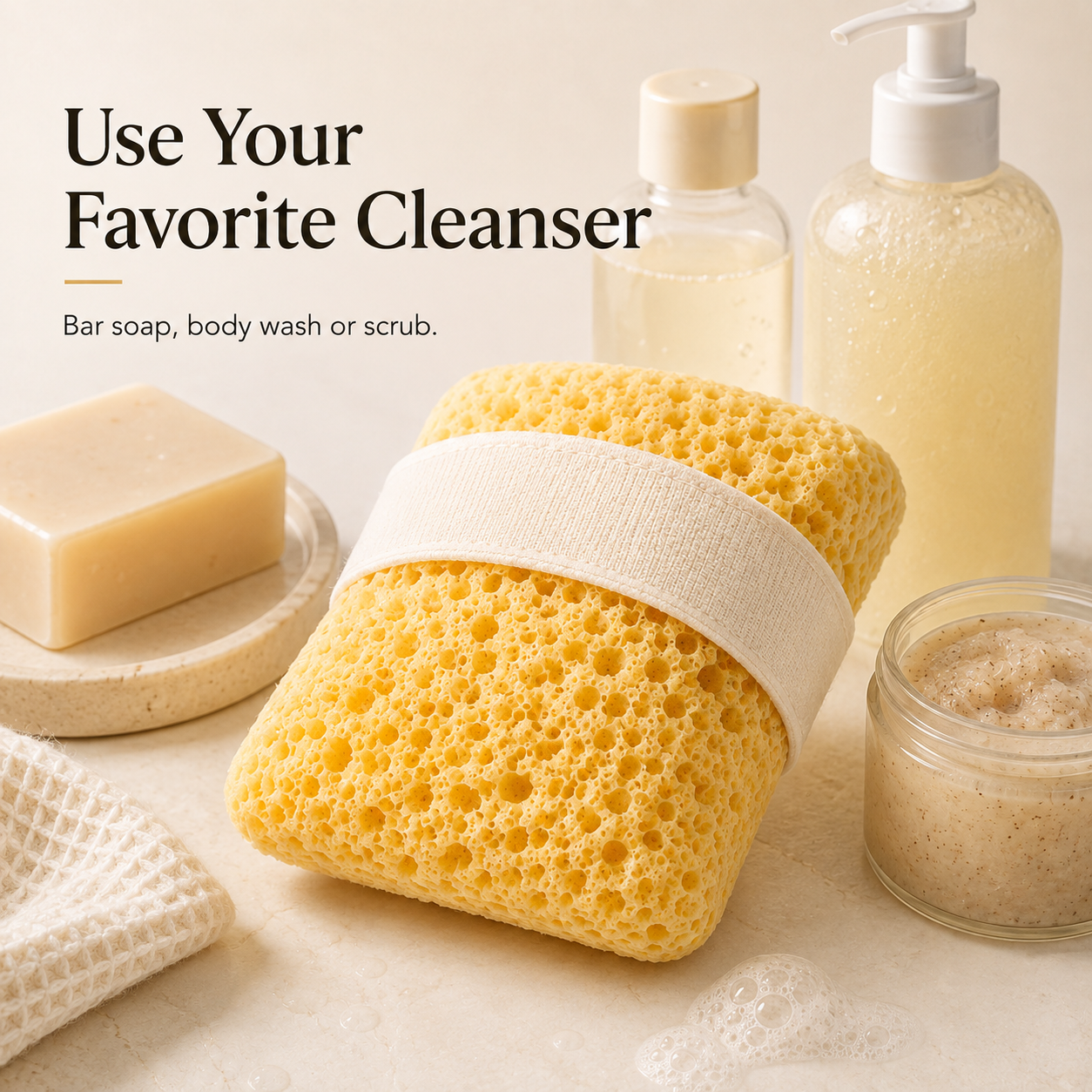 🧼 Rich Lather Soap Pocket Sponge | Non-Slip Shower Essential 🫧