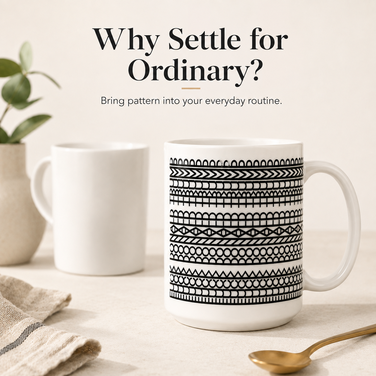 ☕ Geometric Patterned Ceramic Mug – Modern Everyday Drinkware ✨