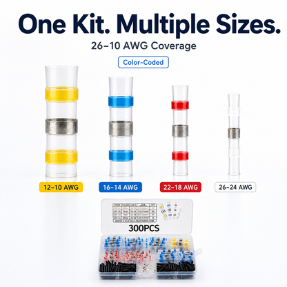 ⚡ 300-Piece Waterproof Solder Seal Wire Connectors Kit 26-10 AWG 💧