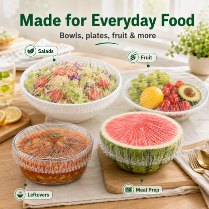 🥗 100Pcs Reusable Elastic Food Storage Covers Set 🍉