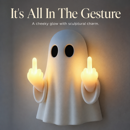 👻 Sassy Ghost Wall Light – Cheeky Illuminated Hand Gesture Room Decor 💡