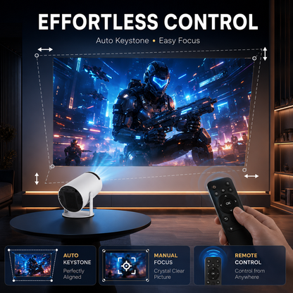 🎬 Smart Mini Portable Projector 180° Rotation 4K Supported WiFi 6 Bluetooth 5.0 🍿