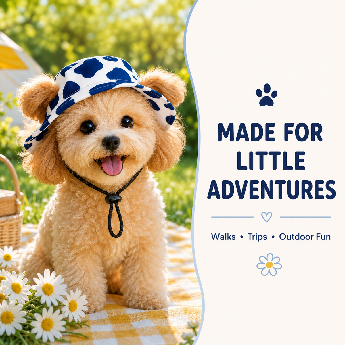 🐾 Adjustable Pet Bucket Sun Hat – Cute Outdoor Visor 👒